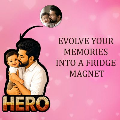 Personalized Dad Photo Fridge Magnet  Dad is My Hero Theme Gift for Father Custom with Photo Memorable